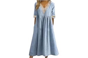 TAPANET Womens Summer Dresses 2023 Casual Plus Size Dress Trendy Floral Boho Dress Flowy Spring Dress Shirt Dress with Pocket