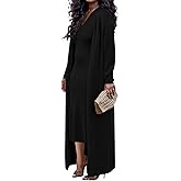 Cupitool Women Ribbed Knit Sweater 2 Piece Outfit Open Front Long Sleeve Cardigan and Elastic Bodycon Long Dress