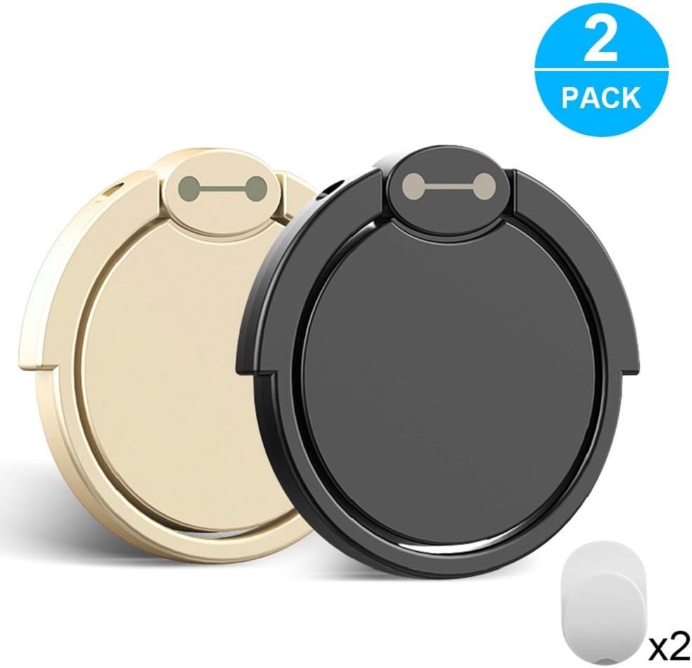 Finger Ring Stand 2 Pack, Ant Saver 360° Rotary Cell Phone Holder Finger Loop Grip Mount Universal Smartphone Kickstand for iPhone 6/6s Plus, iPhone 7/7 Plus, Samsung Galaxy S8/S8,LG -Black+ Gold
