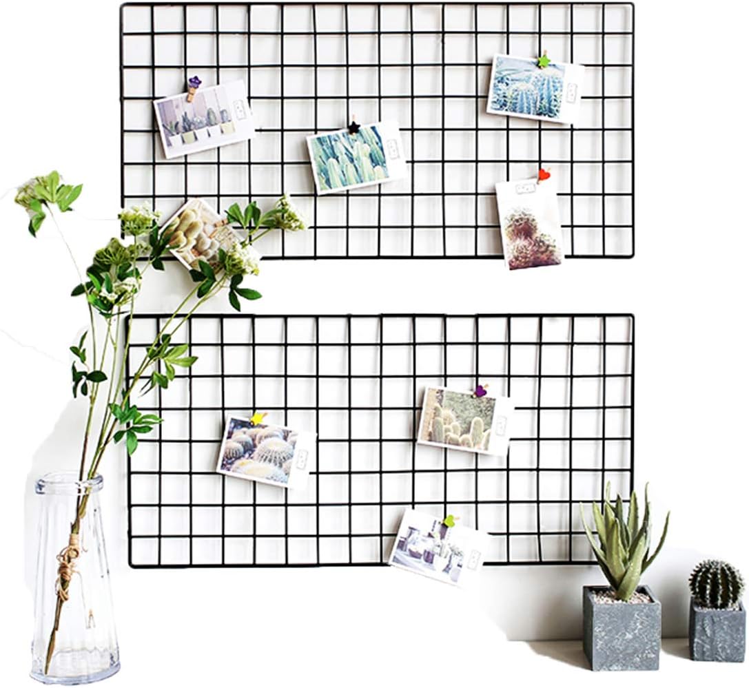 CUSFULL 2 Pack Multifunction Metal Mesh Grid Panel Wall Decor/Photo