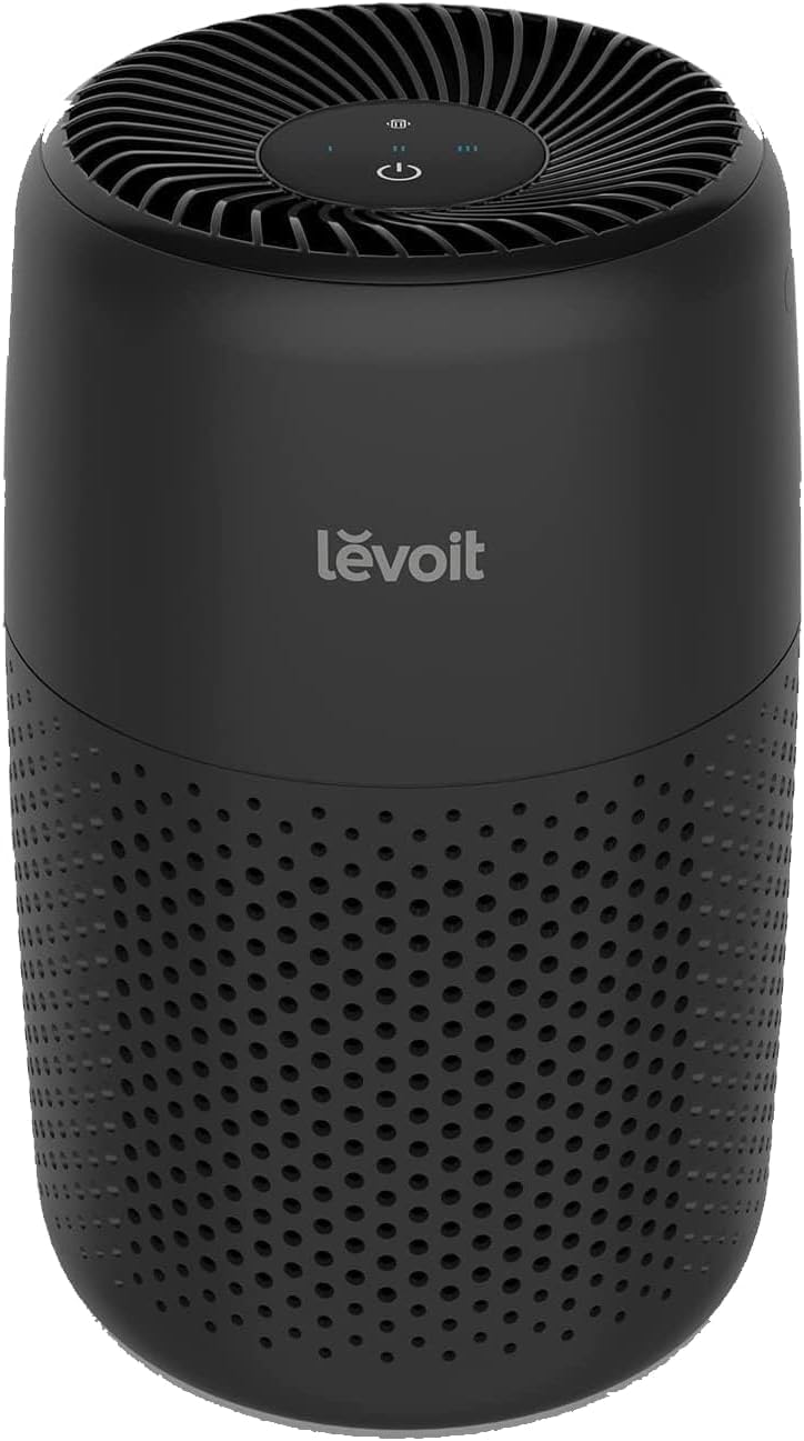 LEVOIT Purificadores de aire para dormitorio, casa, dormitorio, AHAM VERIFIDE, limpiador de filtro 3 en 1 con almohadilla aromática, filtros de humo, alérgenos, caspa de mascotas, olor, polvo, oficina, escritorio, Core Mini-P, negro