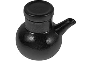 NUOBESTY Japanese Ceramic Oil Bottle Dispenser for Kitchen Soy Sauce and Vinegar, Large Black Pearl Seasoning