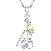 MISTBEE Violinist Necklace Sterling Silver Music Crystal Jewelry Saxophone Cello Violin Piano Flute Music Note Necklace Music Gifts for Women Girl Daughter