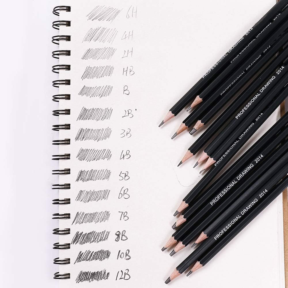 pophmn-ensemble-de-crayons-dessin-14-pi-ces-croquis-art-dessin-crayon
