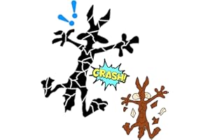 KINBOIN 2 Pcs 10" 6.1" Reflective Scratch and Dent Fix Car Sticker, Funny Cartoon Coyote Splash Into Pieces, Bumper Stickers for Jeep, Truck, Motorcycle, Laptop, Skateboard, Window Decals Band-Aid Stickers