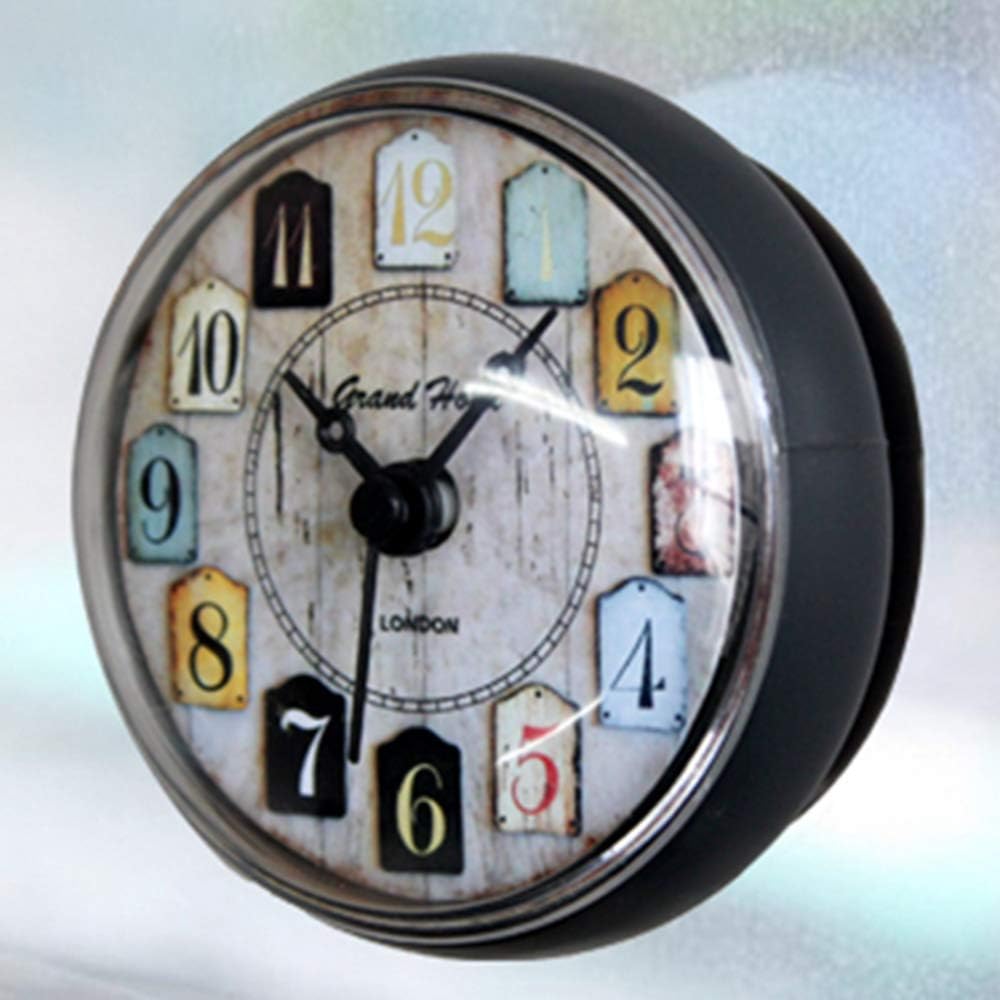 Eizur Vintage Suction Cup Bathroom Clock Modern Waterproof Shower Wall Mounted Clocks for Mirror Refrigerator Window Living Room Decoration Accessories