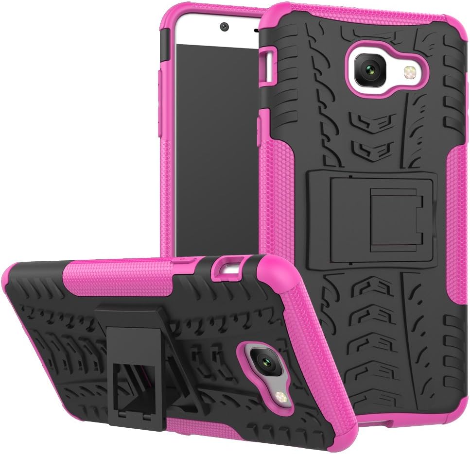 Galaxy J7 Max Case, SsHhUu Tough Heavy Duty Shock Proof Defender Cover Dual Layer Armor Combo Protective Hard Case Cover for Samsung Galaxy J7 Max / G615F (5.7") Rose