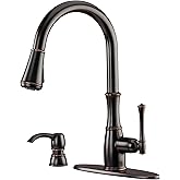 Pfister Wheaton Kitchen Faucet with Pull Down Sprayer and Soap Dispenser, Single Handle, High Arc, Tuscan Bronze Finish, F5297WHY