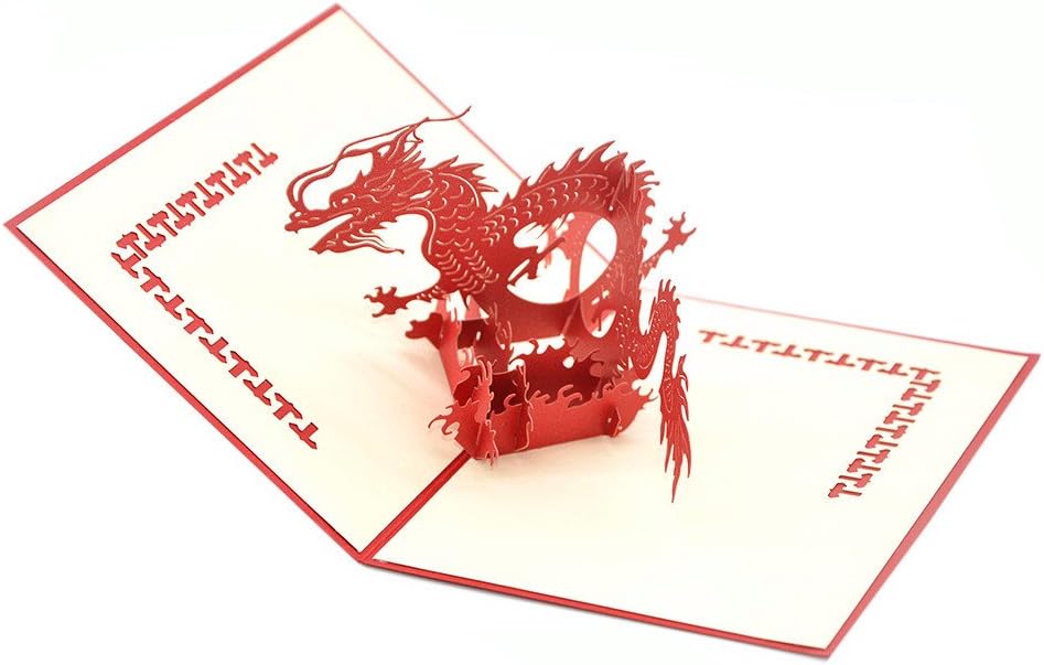 Medigy 3D Pop Up Congratulations Greeting Card for Most Occastions,Three-dimensional, The Chinese Dragon, Red, 4.13 x 5.9 inch - Image 5