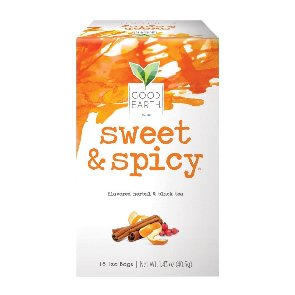 Good Earth Herbal & Black Tea, Sweet & Spicy, 18 Count Tea Bags (Packaging May Vary)