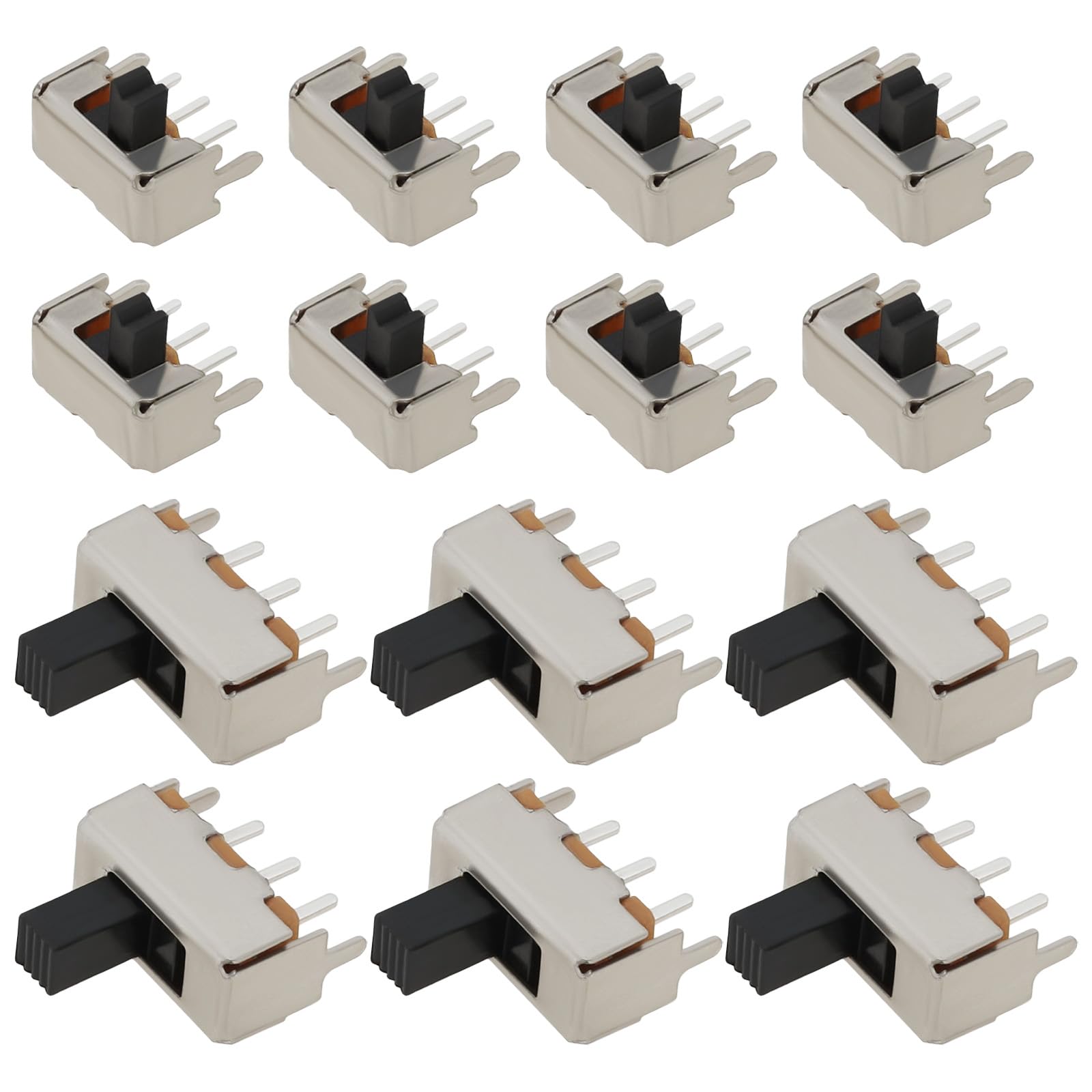 Be In Your Mind 100Pcs Mini Vertical Slide Switch Locking Toggle Switch SS12F44 SK12D07VG3 for Audio Equipment Electronic Musical Instruments