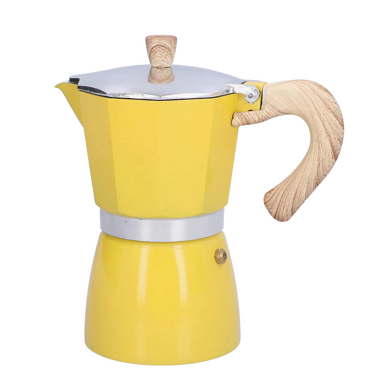 Stovetop Espresso Maker, Italian Espresso Coffee Maker, Aluminum Stove Top Espresso Maker Moka Pot for Cappuccino, Latte, 6 Cup/300ML(Yellow)