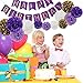 Happy Birthday Bunting Banner Purple Birthday Party Decorations Set Purple Gold White Tissue Paper Pom Poms Paper Flowers and Set of Shiny Purple Foil Fringe Curtain