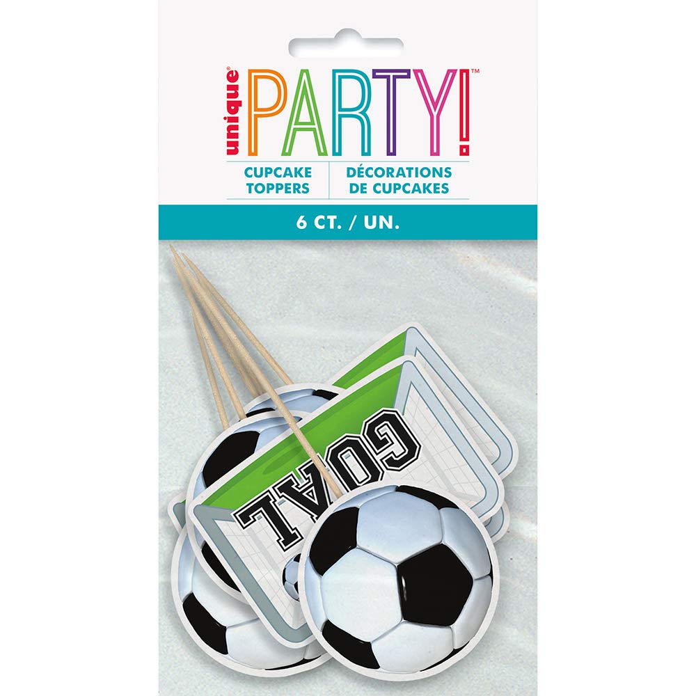 Striking 3D Soccer Cake Toppers ( 8cm x 18cm) - Premium White & Black Design - Perfect for Soccer Enthusiasts & Celebrations - 6ct