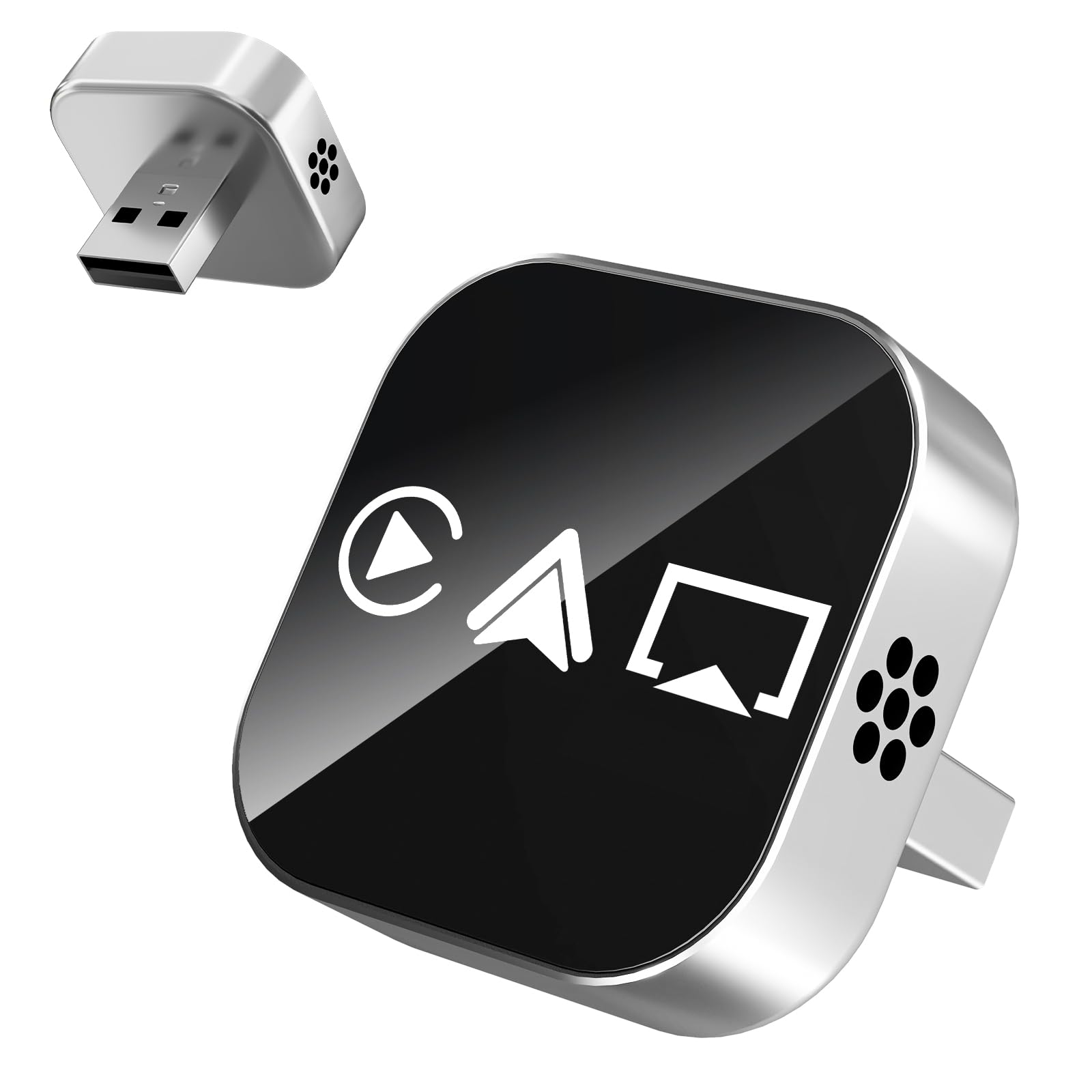 Photo 1 of 3 in 1 Screen Mirroring Wireless CarPlay Adapte, 2026 Upgraded Wired to Wireless for Apple CarPlay & Android Auto & AirPlay, Mini USB Design Car Play Adapter with Type-C Extension, Plug and Play