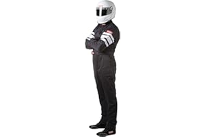 RaceQuip 120004RQP 120 Series 1-Pc Driving Suit SFI 3.2A/5 Black/White Medium Tall