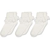 Jefferies Socks Girls 2-6X Misty Ruffle Turn Cuff 3 Pair Pack Socks