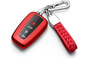 Autophone for Toyota Key Fob Cover with Keychain Soft TPU Key Shell Case,For 2020-2022 Highlander Corolla Prius 2018-2024 RAV4 Camry C-HR Avalon GT86 (Red)