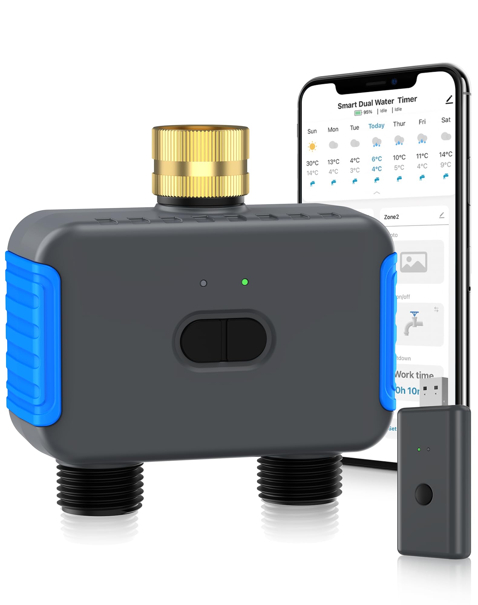 Photo 1 of Smartale WiFi Sprinkler Timer, 2 Zone Smart Bluetooth Hose Timer, Programmable Automatic Irrigation System with Remote APP, Compatible with Alexa Google Case, Watering for Outdoor Garden Yard Lawn