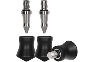 KOOLEHAODA 3 PCS Tripod Feet Universal Anti-Slip Rubber Foot Stainless Steel Spike Replacement Parts Compatible with 3/8" Thread Tripod Monopod Legs Feet