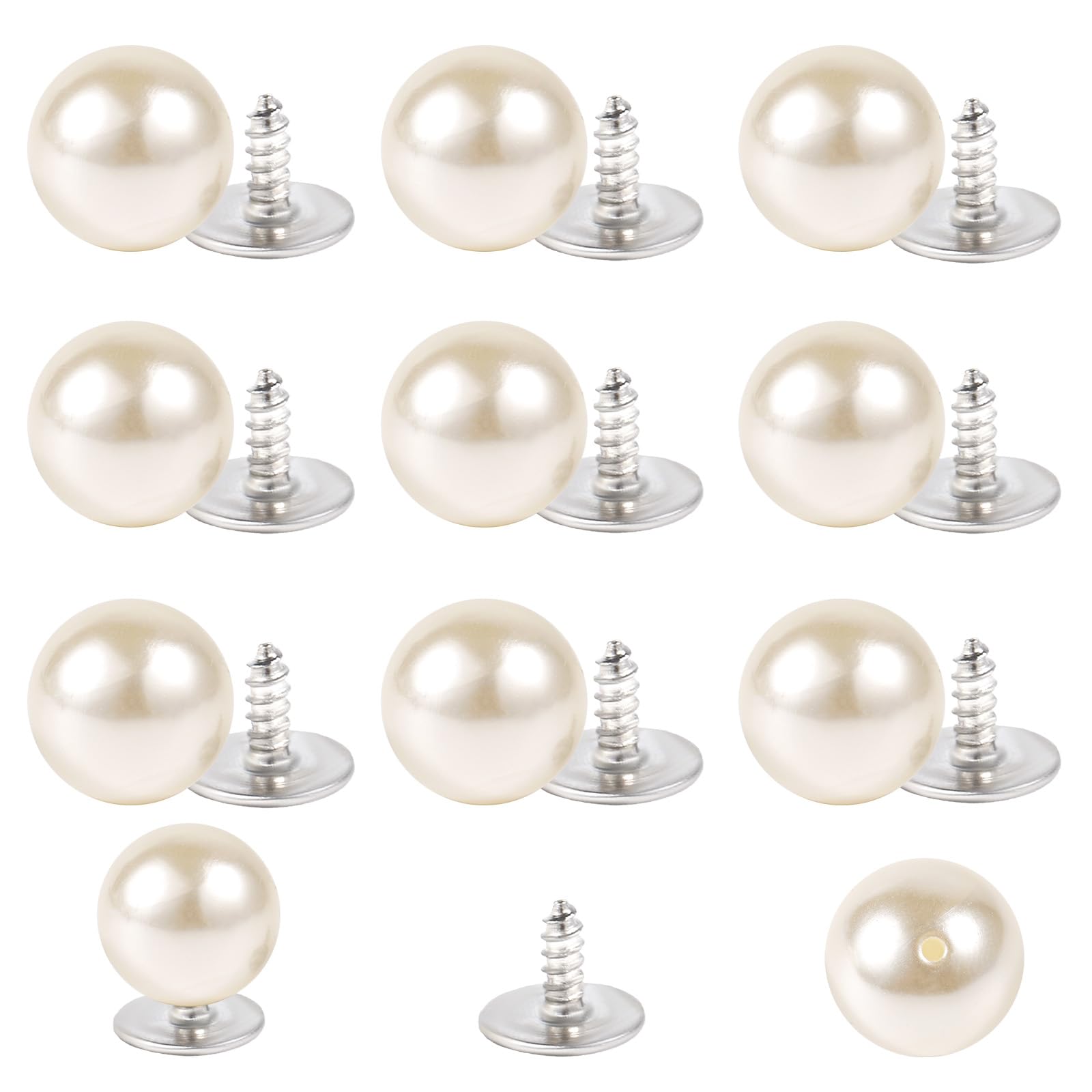 50pcs Pearl Brooch Buttons, No Sew Cover Up Buttons Removable Reusable Pearl Safety Pins for Clothes Dress Shirt Cardigan Decorations DIY Crafts Sewing, 5 Sizes