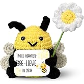 MagicArtCanvas Funny Bee Crochet, Cute Positive Crochet with Encouragement Cards, Inspirational Gift Ideas for Women, Friends, Christmas and Birthday Gifts, Small Gifts for Coworkers Bee Decor