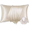Bedsure Satin Pillowcase for Hair - Beige Satin Pillow Cases Standard Size with Zipper 2 Pack, Similar to Silk Pillow Cases for Skin, Silky & Soft, Gifts for Women Men, 20x26 Inches