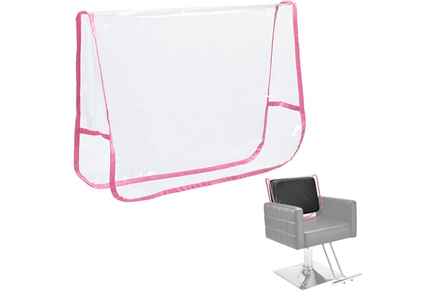 L’aimefois Salon Barber Chair Cover Protector – Prevents Damage,Clear Square,Easy Clean,Durable Vinyl Salon Chair Covers Fits Most Barber Chairs,Pink
