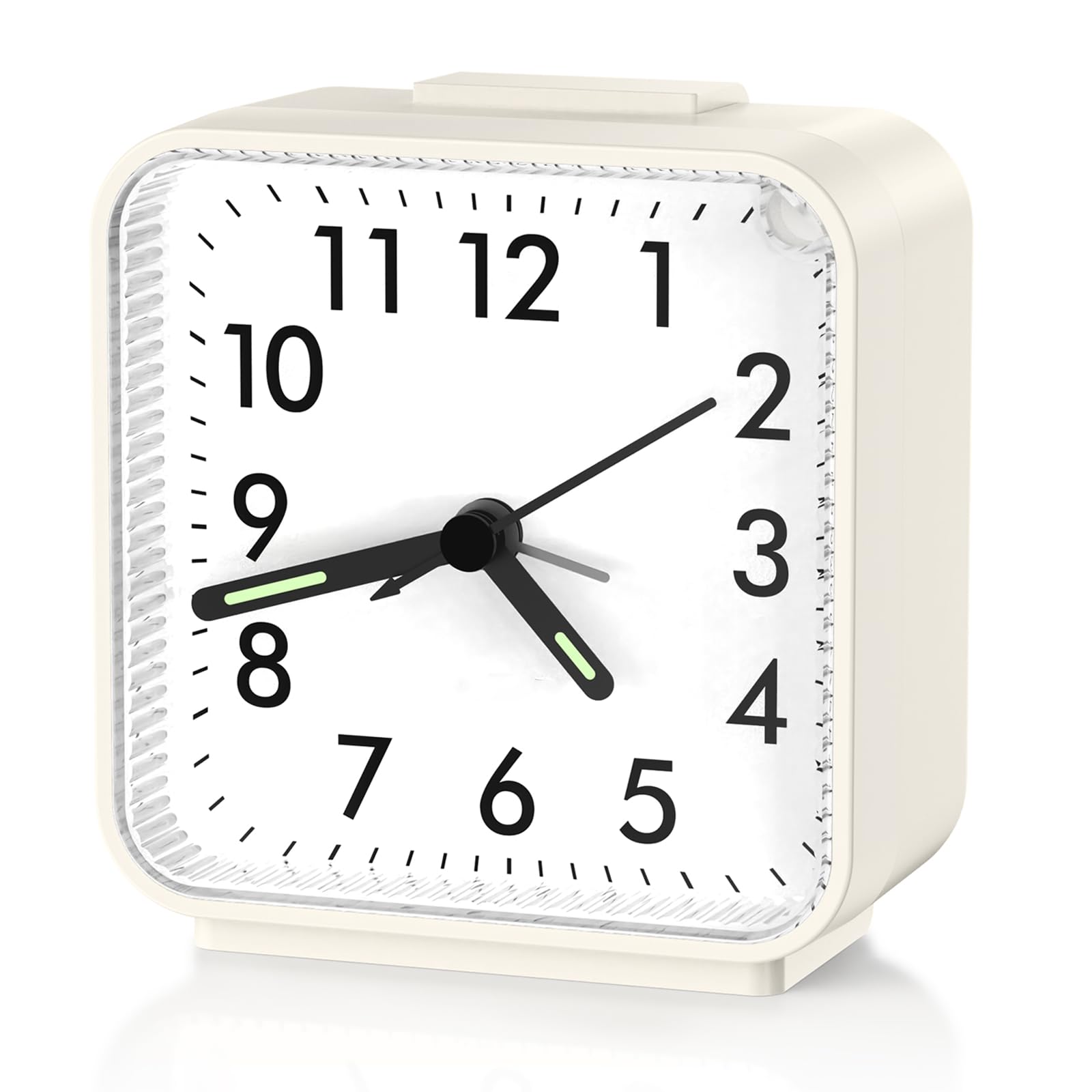 Ankilo Alarm Clocks Bedside Analog Silent Non Ticking, Battery Operated, Beep Sounds, Snooze & Light, Small Travel Alarm Clock, White (Battery Not Included)