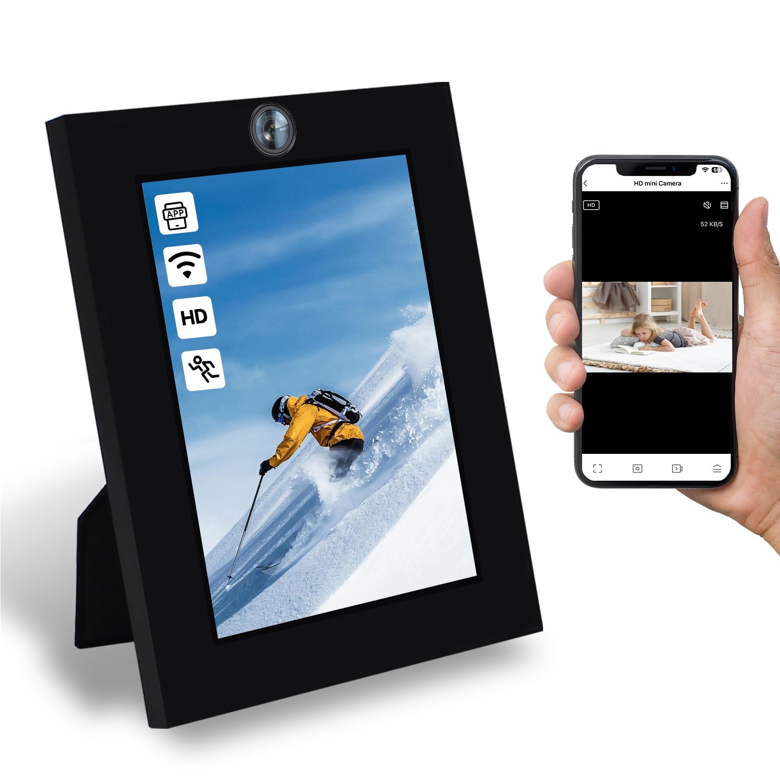 Photo 1 of MINGYY Security Camera Detector Camera Photo Frame, WiFi Indoor Camera 1080P HD Real-Time Picture Frame Camera, Nanny Cam Indoor Camera Home Outdoor for Office Mini Secret Cameras