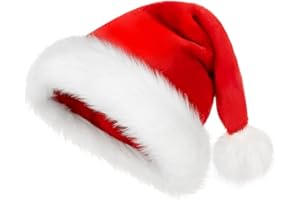 DOIURCS Santa Hat Christmas Hat Xmas New Year Festive Holiday Party Supply Plush Classic Fur Santa Claus Hat Extra Large Santa Hat Adults
