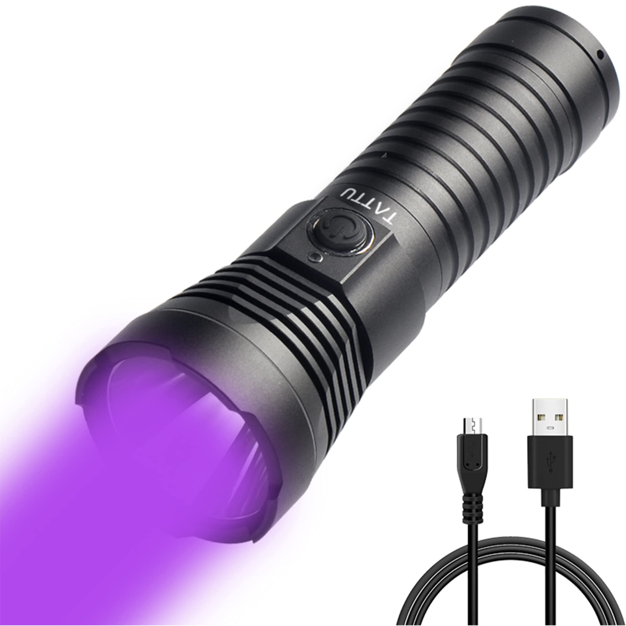 TATTU U3 UV Torch Rechargeable 395nm Black Light Flashlight Blacklight 10W Ultraviolet LED Lamp with Micro USB Charging Cable
