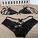 GUIXIU Womens Bridal Lingerie Lace Floral Babydoll Stretch Strappy Set with Cute Bowknot Black