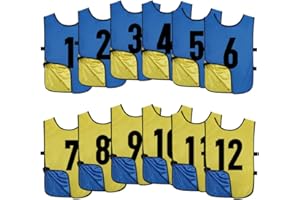 Saaifuu 12 Pack Reversible Numbered Pinnies, Double Sided Scrimmage Vest,Team Practice Jerseys for Kids and Adult