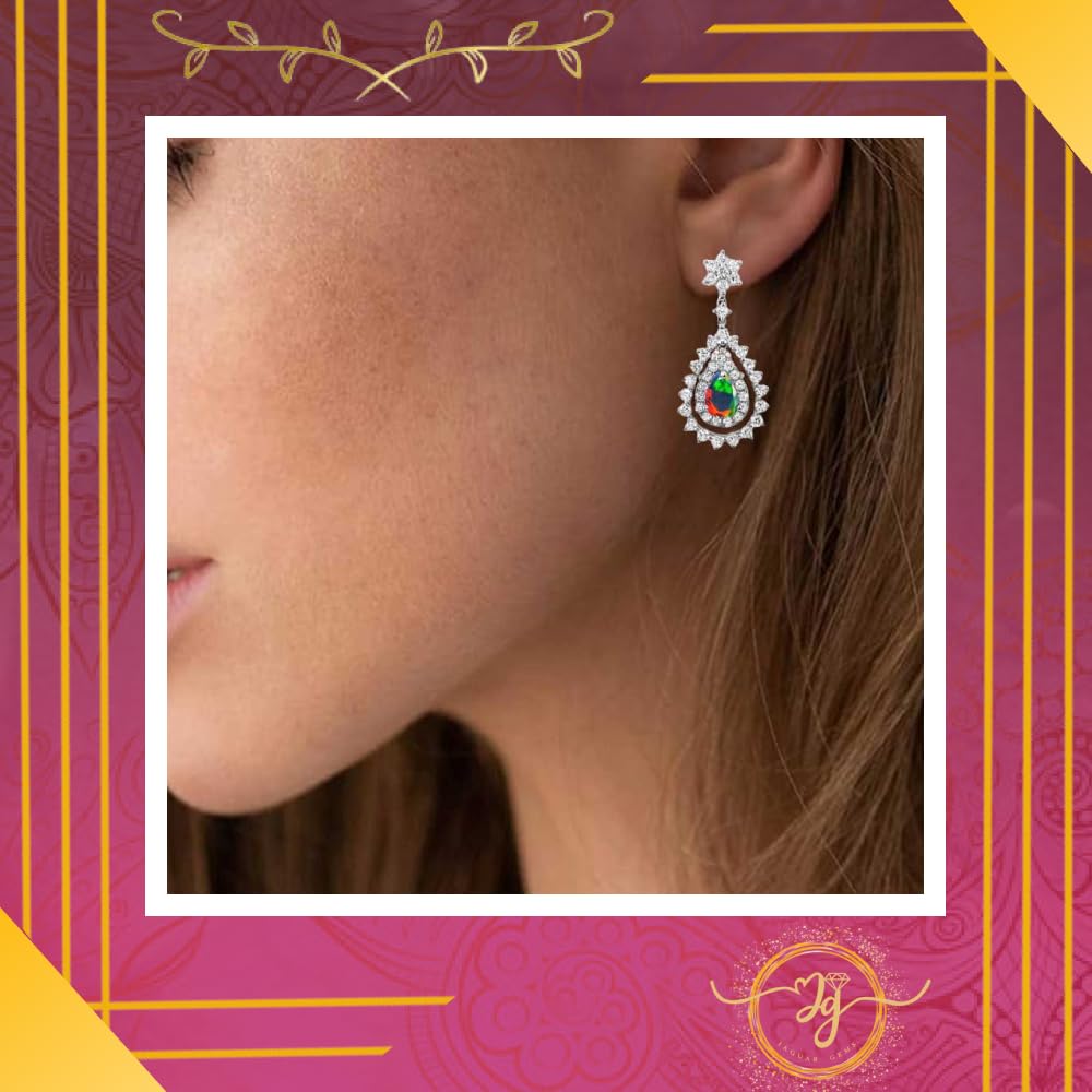 AAAA+ Certified Natural 8-10 mm Oval Shape Faceted Black Opal Gemstone Multi Fire Premium Smoked Welo Opal for Earrings Ring Necklace Jewelry Making Supplies Healing Crystals Loose Gemstones