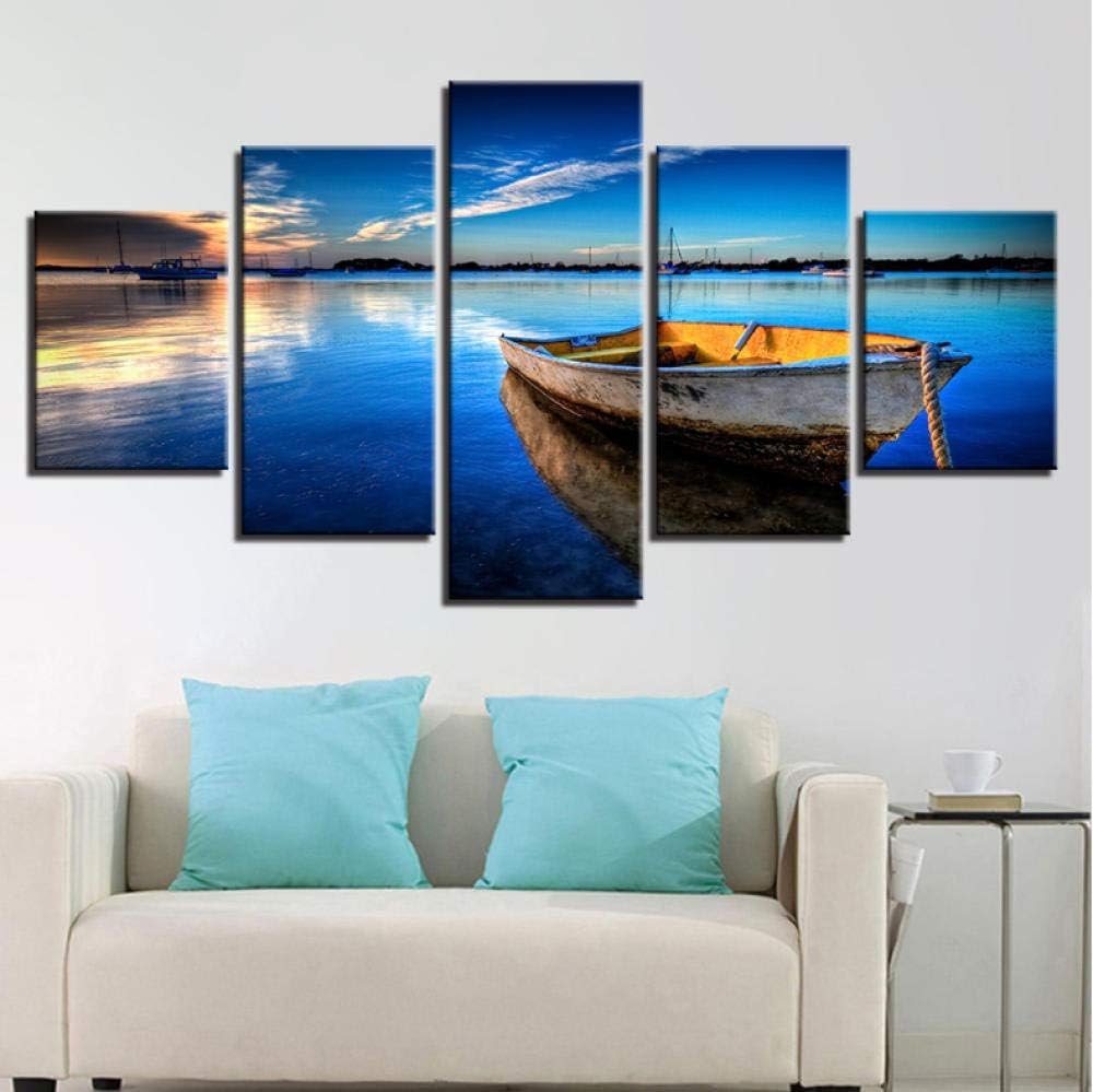 wyfiytong Cuadro en Lienzo Marco Modular 5 Piezas Cielo Azul Nube