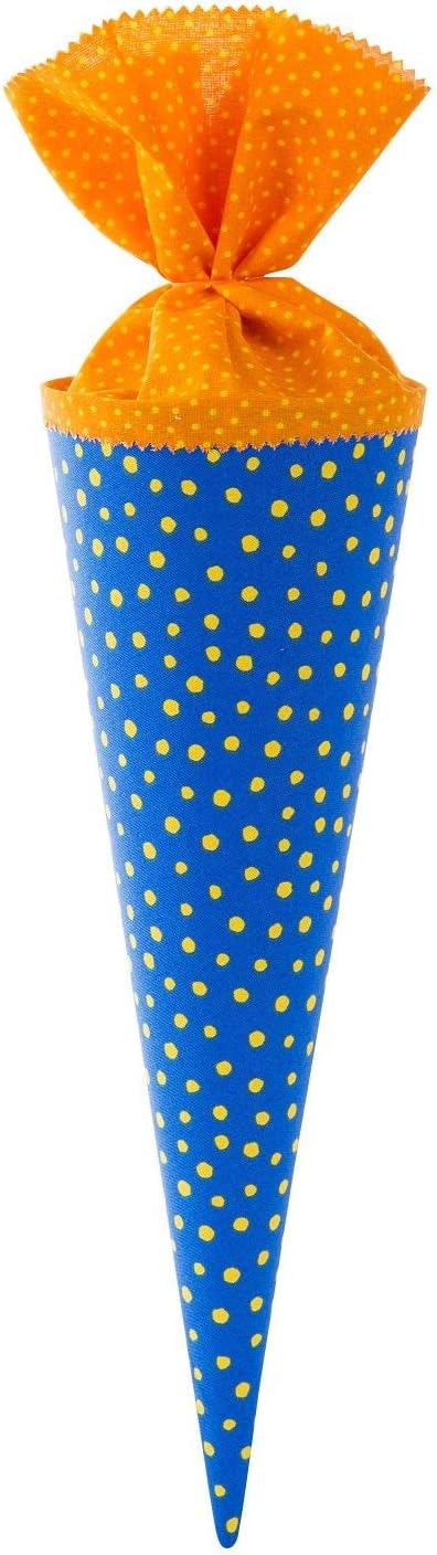 goldbuch 93553 Fabric School Cone, Sugar Cone with Polka Dot Pattern, Sibling School Cone 35 cm, Sibling Bag