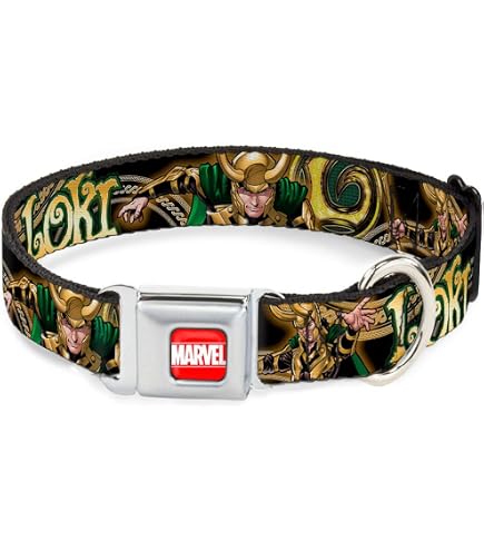 Loki TVA Hundehalsband – Marvel Lizenziert, Polyester, 17,8-21,6 Cm, Orange/schwarz