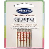 Superior Threads Topstitch Sewing and Quilting Needles Assortment Set. Sizes #70/10, 80/12, and #100/16 x 1 Needle Each. Size #90/14 x 2 Needles Each. Total of 5 Needles per Pack