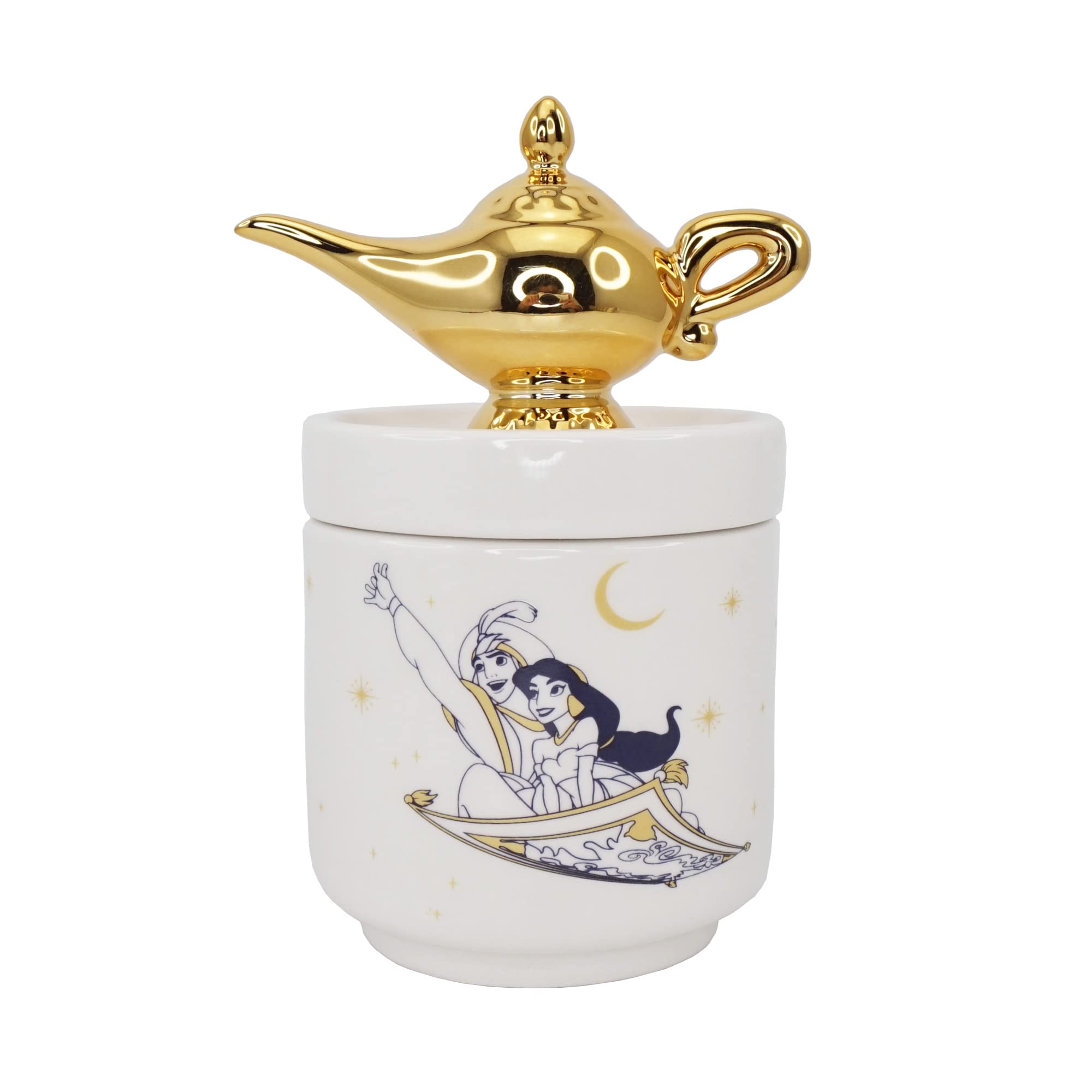 Half Moon Bay - Disney Aladdin Collectors Box - Genie Lamp - Trinket Box With Lid Gifts Home,White,14 cm