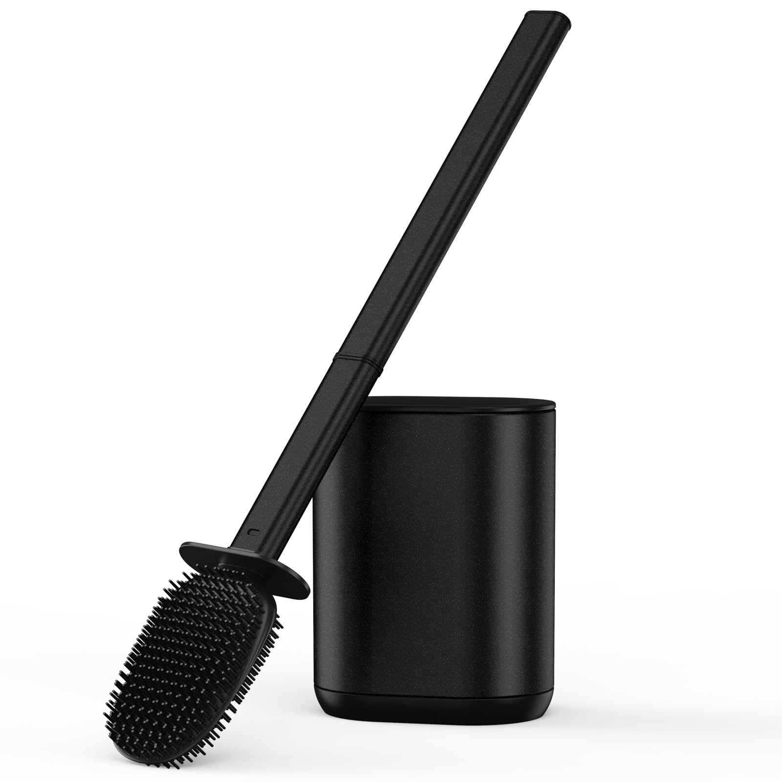 Cosicosy Toilet Brush, Stainless Steel Silicone Toilet Brush and Holder Flexible Soft Silicone Toilet Brush for Deep Cleaning with Long Handle Wall Mounted Black, 27 * 19 * 9cm (004-BL-UK) — image 1