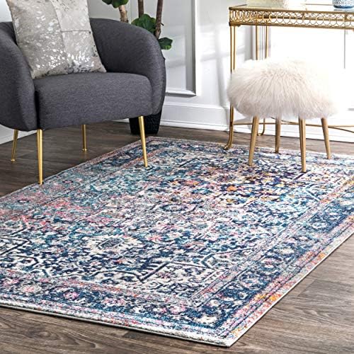 Nuloom Raylene Persian Vintage Round Rug 6 Round Blue