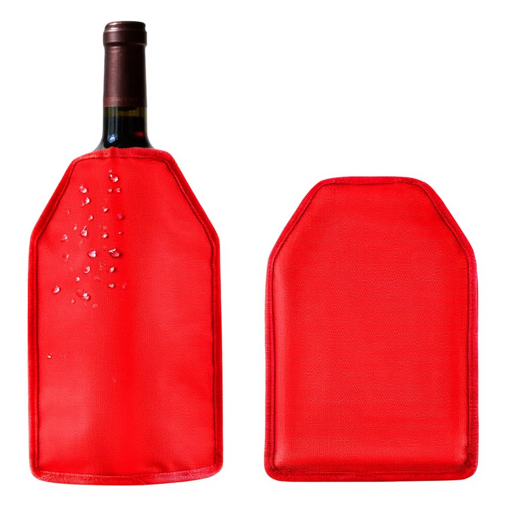 Wine Bottle Cooler, Wine Chiller Bottle Sleeve, Gel Wine Bottle Chill Cooler Ice Pack Sleeve- Freezer Sleeve- Vodka- Tequila Chiller- Cooler- Carrier (Reda)