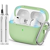Ljusmicker for AirPods Pro 3 Case 2025 with Cleaner Kit,Soft Silicone Protective Cover for Apple AirPods Pro 3rd Generation Cases for Women Men,AirPod Pro 3 Case with Keychain-Magnetic Pastel Green