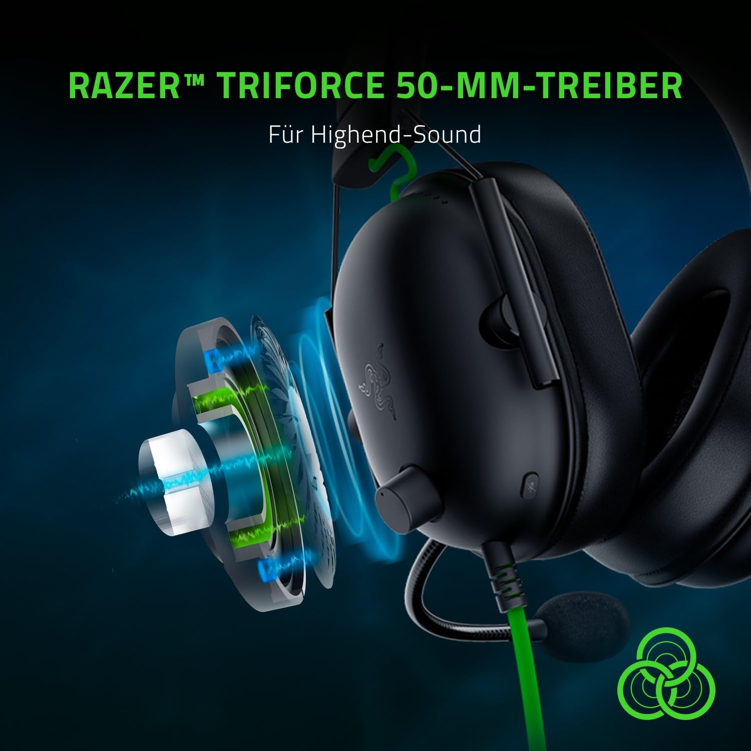 Razer BlackShark V2 X - Premium Esports Gaming Headset (Kabelgebundene Kopfhörer mit 50mm-Treiber, Rauschunterdrückung für PC, Mac, PS4, Xbox One & Switch) Schwarz 2
