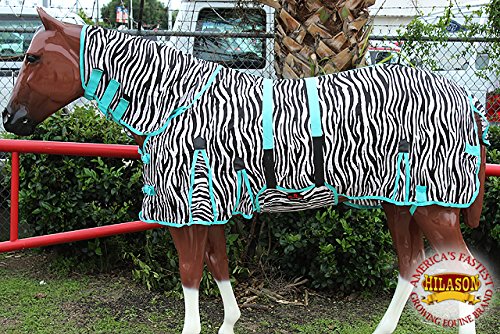 81' HILASON UV PROTECT MESH HORSE FLY SHEET W/ NECK COVER & BELLY WRAP ZEBRA - Thumbnail 2