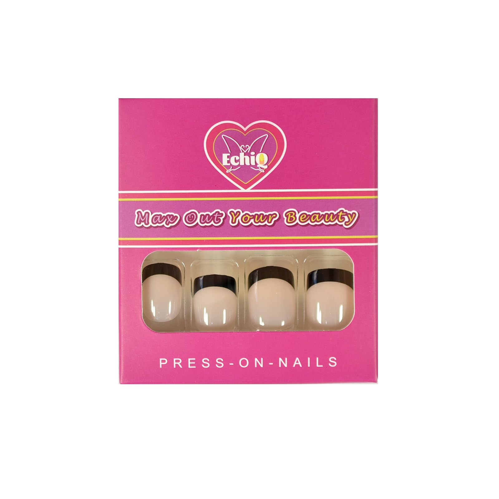 Black Tip Classy Finish Polish Press On Nails Medium-Short French Square Gel Acrylic Manicure DIY Reusable False Nails 24pcs - Image 5