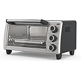 BLACK+DECKER 4-Slice Toaster Oven, Even Toast, 4 Cooking Functions Bake, Broil, Toast and Keep Warm, Removable Crumb Tray, Ti