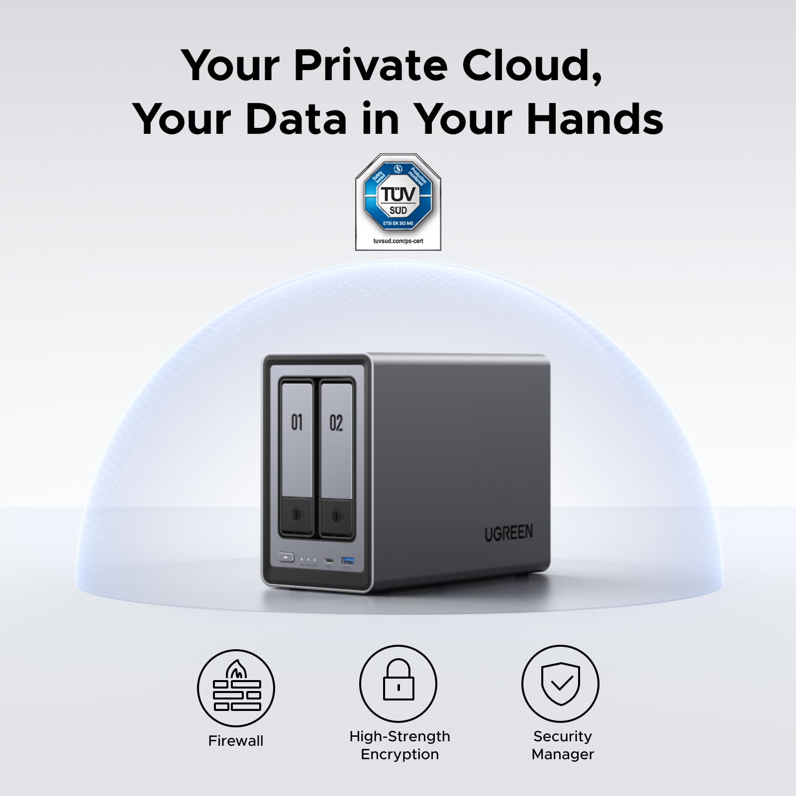 UGREEN NASync DXP2800 2-Bay Desktop NAS, Intel N100 Quad-core CPU, 8GB DDR5 RAM, 2.5GbE, 2X M.2 NVMe Slots, 4K HDMI, Network Attached Storage (Diskless)