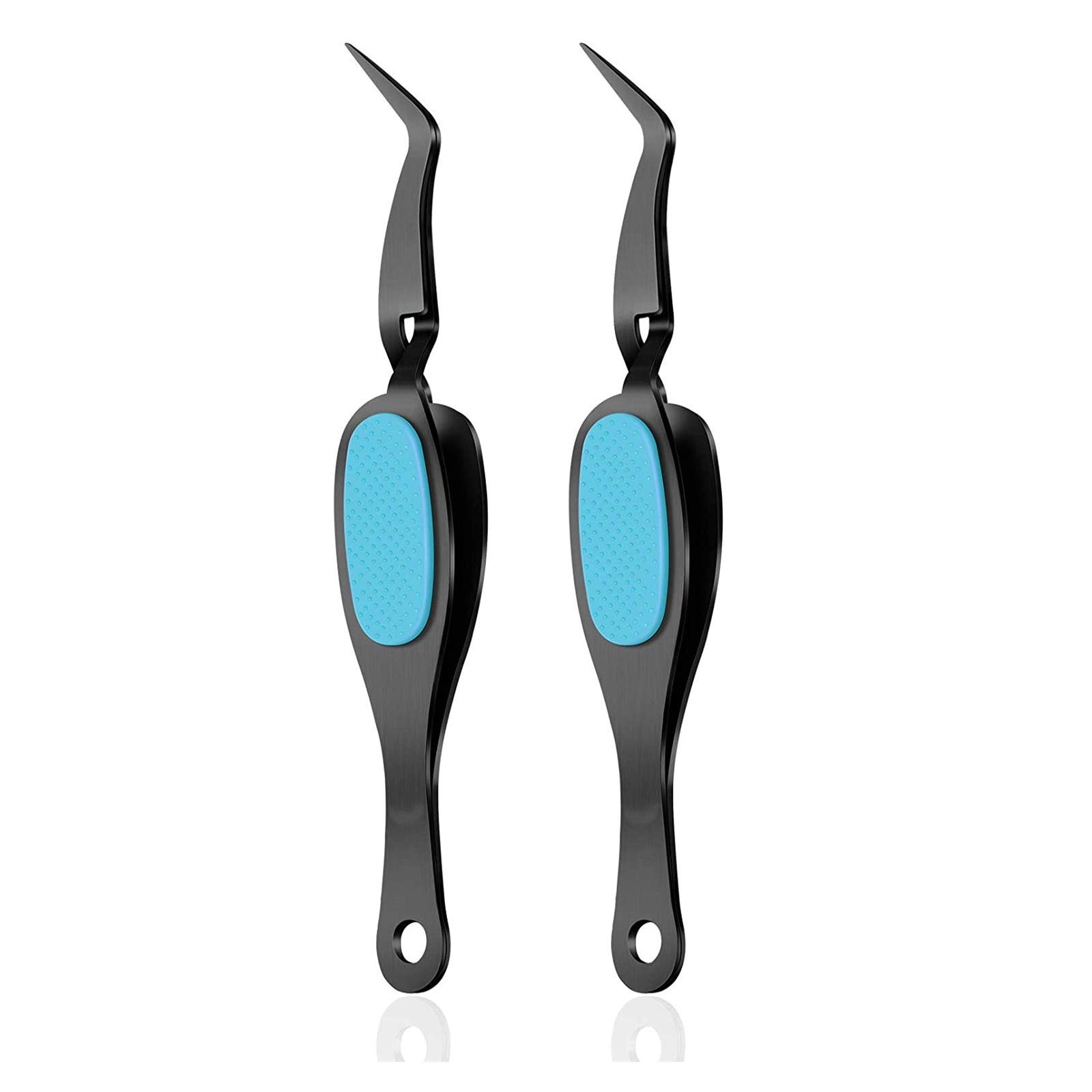 2Pcs Craft Tweezers - Stainless Soft Gripping Reverse Grip Precision Tweezers for Craft, Jewelry, Beading, Electronics, Laboratory Work (Black)